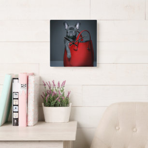 Cutest Baby Animals   French Bulldog in Handbag Square Wall Clock