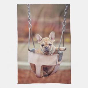 Cutest Baby Animals French Bulldog Playground Kitchen Towel
