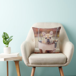 Cutest Baby Animals   French Bulldog Playground Throw Pillow