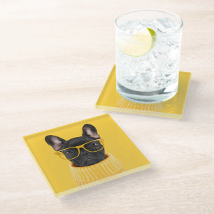 Cutest Baby Animals French Bulldog Sunglasses Glass Coaster