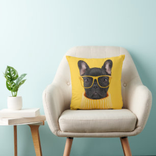 Cutest Baby Animals   French Bulldog Sunglasses Throw Pillow
