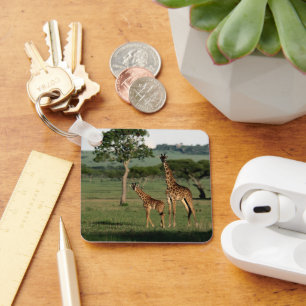Cutest Baby Animals Giraffe Calf & Mama Keychain