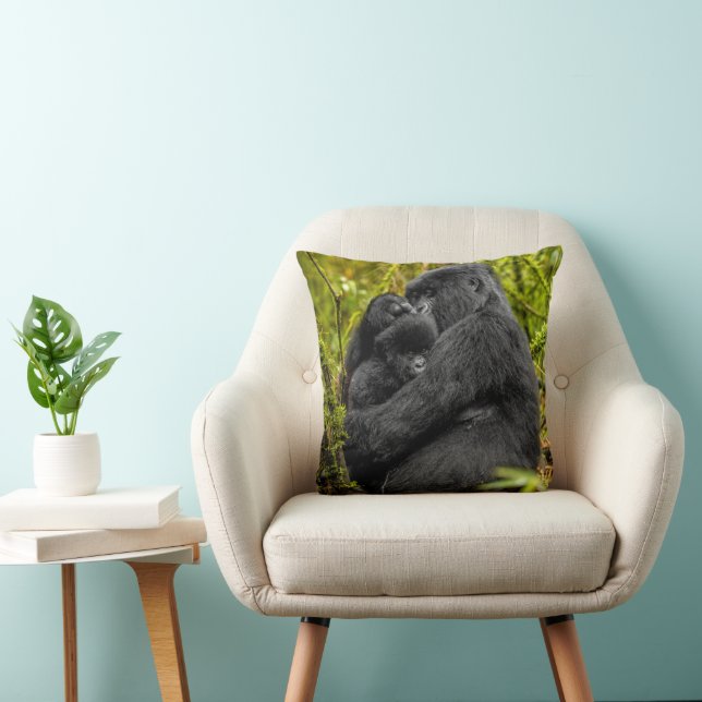 Cutest Baby Animals | Gorilla & Baby Throw Pillow (Chair)