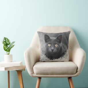 Cutest Baby Animals Grey Cat Throw Pillow
