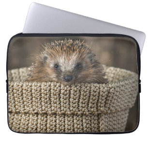 Cutest Baby Animals Hedgehog in a Basket Laptop Sleeve