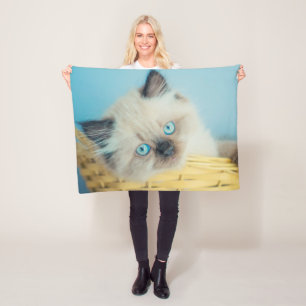 Cutest Baby Animals Himalayan Seal Point Cat Fleece Blanket