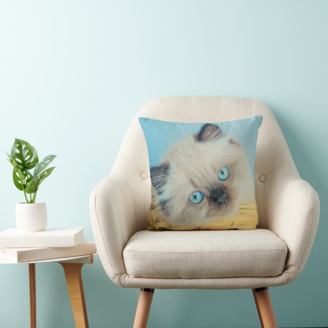 Cutest Baby Animals | Himalayan Seal Point Cat Throw Pillow (Chair)