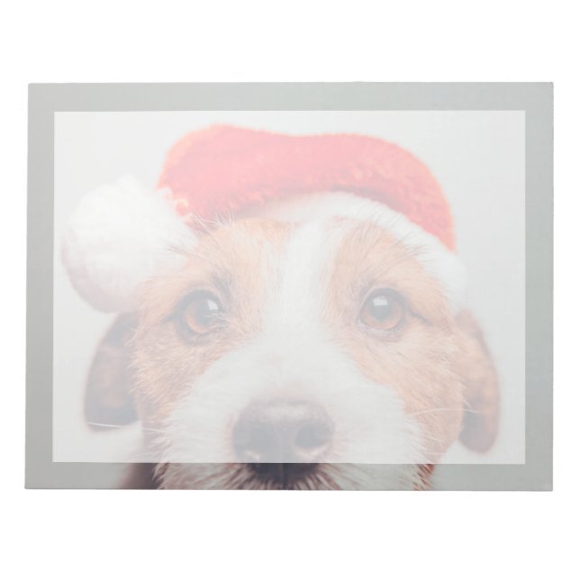 Cutest Baby Animals | Jack Russell Dog Santa Claus Notepad (Front)