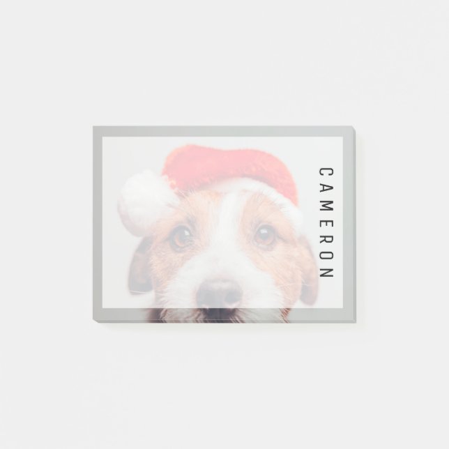 Cutest Baby Animals | Jack Russell Dog Santa Claus Post-it Notes (Front)