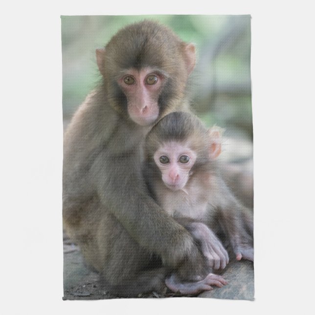 Cutest Baby Animals | Japanese Monkeys Kitchen Towel (Vertical)