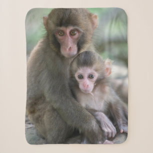 Cutest Baby Animals Japanese Monkeys Sherpa Blanket