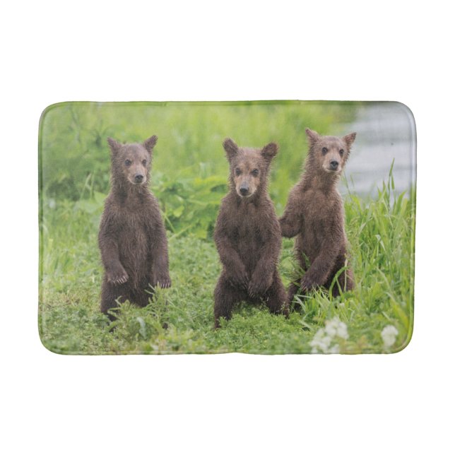 Cutest Baby Animals | Kamchatka Brown Bear Cubs Bath Mat (Front)