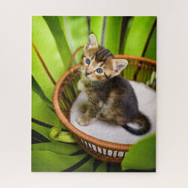 Cutest Baby Animals | Kitten in Basket Jigsaw Puzzle (Vertical)