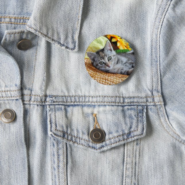 Cutest Baby Animals | Kitten Lounging 2 Inch Round Button (In Situ)