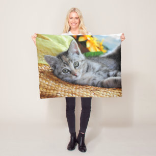 Cutest Baby Animals   Kitten Lounging Fleece Blanket