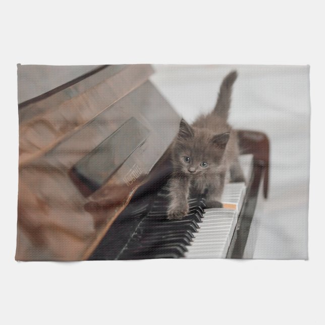 Cutest Baby Animals | Kitten on Piano Kitchen Towel (Horizontal)