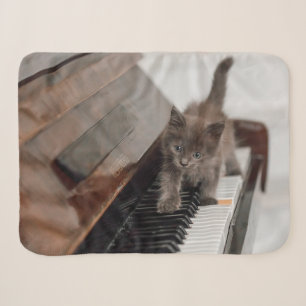 Cutest Baby Animals Kitten on Piano Sherpa Blanket