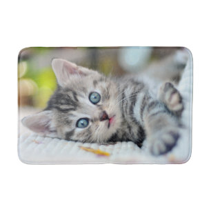 Cutest Baby Animals Kitten With Blue Eyes Bath Mat