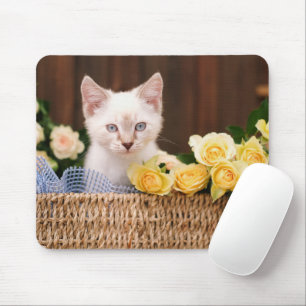Cutest Baby Animals Kitten & Yellow Roses Mouse Pad