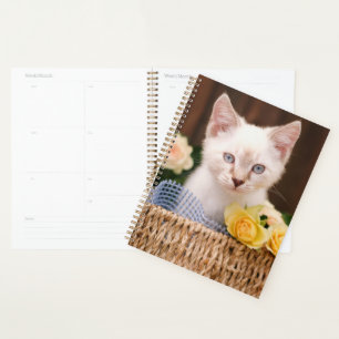 Cutest Baby Animals Kitten & Yellow Roses Planner