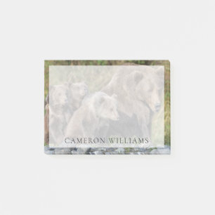Cutest Baby Animals Kodiak Mama Bear & Cubs Post-it Notes