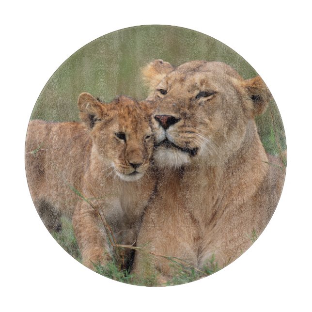 Cutest Baby Animals | Lion Cub & Mother Cutting Board (Front)