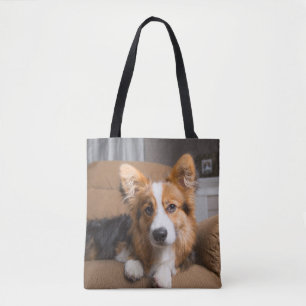 Cutest Baby Animals Long Hair Corgi Puppy Tote Bag