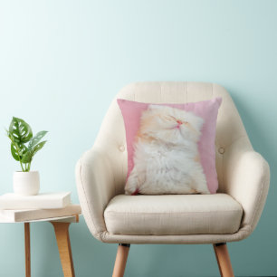 Cutest Baby Animals   Lovely Kitten Sleeping Throw Pillow