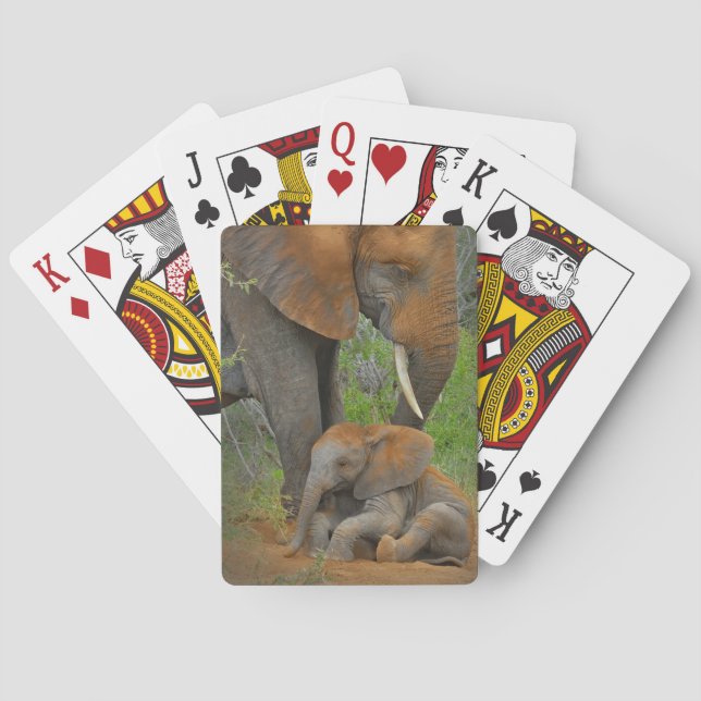 Cutest Baby Animals | Mama Elephant & Baby Playing Cards (Back)