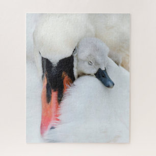 Cutest Baby Animals Mother & Baby Mute Swan Jigsaw Puzzle