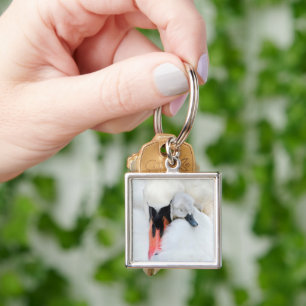 Cutest Baby Animals Mother & Baby Mute Swan Keychain