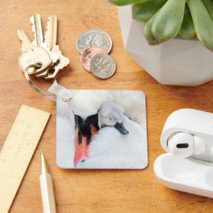 Cutest Baby Animals Mother & Baby Mute Swan Keychain