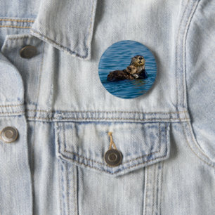 Cutest Baby Animals   Mother & Baby Sea Otter 2 Inch Round Button