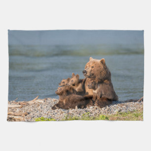 Cutest Baby Animals Mother Bear & Cubs Kitchen Towel