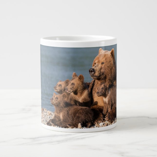 Cutest Baby Animals | Mother Bear & Cubs Large Coffee Mug (Front)