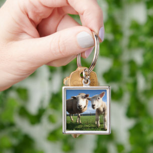 Cutest Baby Animals Newborn Lamb & Mama Keychain