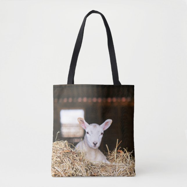 Cutest Baby Animals | Newborn Lamb Tote Bag (Front)