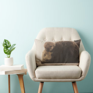 Cutest Baby Animals Newborn Otter Pup Lumbar Pillow