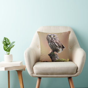 Cutest Baby Animals Northern Saw Whet Owl Throw Pillow