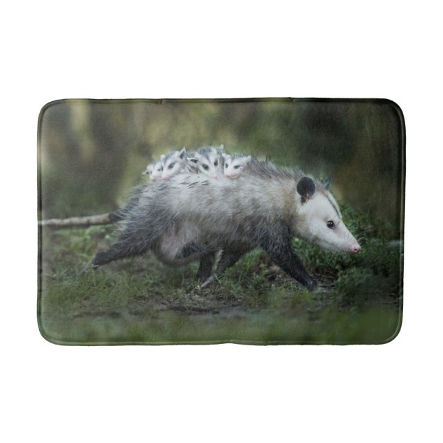 Cutest Baby Animals | Opossum Mom & Kids Bath Mat (Front)