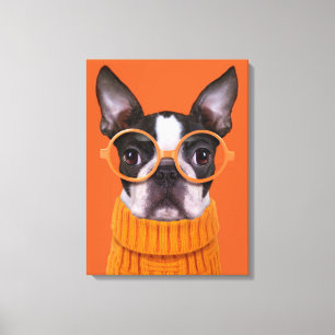 Cutest Baby Animals   Orange Boston Terrier Canvas Print