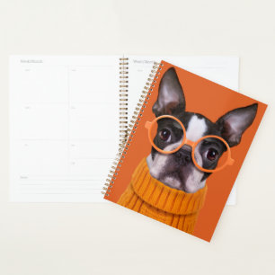 Cutest Baby Animals Orange Boston Terrier Planner