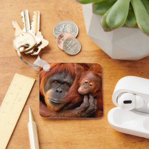 Cutest Baby Animals   Orangutan Mom & Baby Keychain