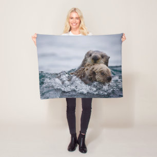Cutest Baby Animals   Otter Baby & Mother Fleece Blanket