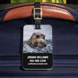 Cutest Baby Animals   Otter Baby & Mother Luggage Tag