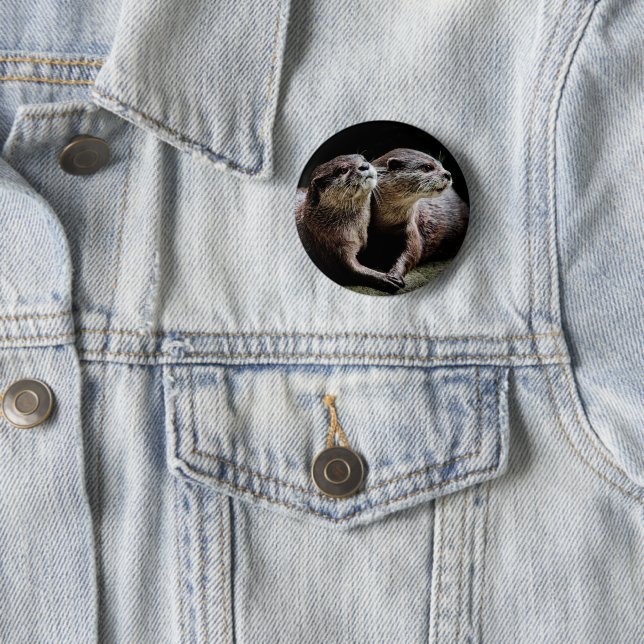 Cutest Baby Animals | Otters Holding Hands 2 Inch Round Button (In Situ)