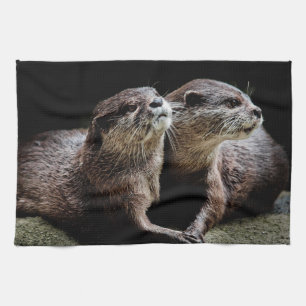 Cutest Baby Animals   Otters Holding Hands Kitchen Towel