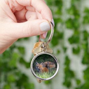 Cutest Baby Animals   Pair of Red Fox Kit Siblings Keychain