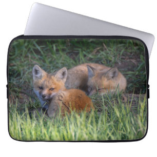 Cutest Baby Animals   Pair of Red Fox Kit Siblings Laptop Sleeve