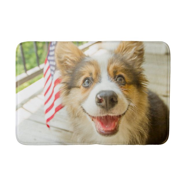 Cutest Baby Animals | Patriotic Corgi Puppy Bath Mat (Front)